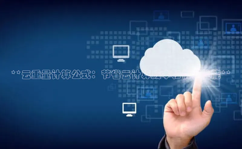 杏鑫注册登录代理挪威主权基金**云重量计算公式：节省云计算成本和优化性能**